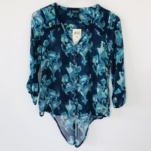 Lucky Brand Wrap-Front Shirt Blue XS New